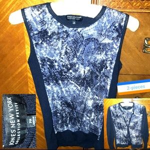 Snakeskin print cardigan AND blouse combo, PetitM